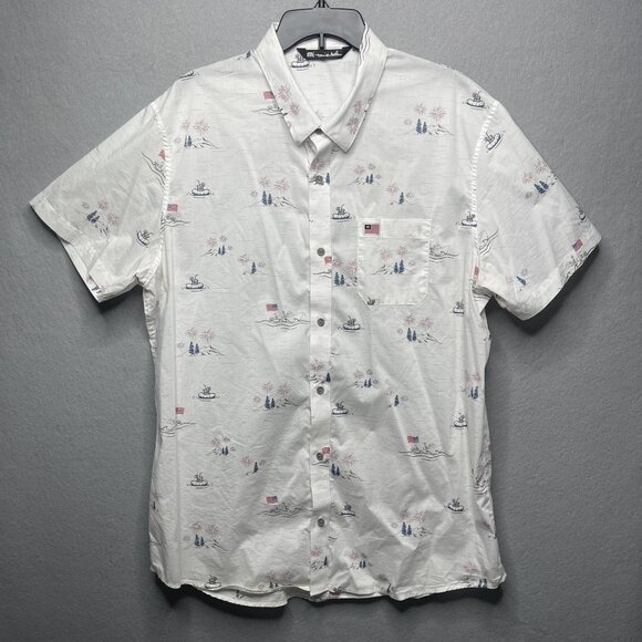 TravisMathew Mens XXL Short Sleeve Button-Up Shirt Patriotic July 4th - Picture 1 of 8